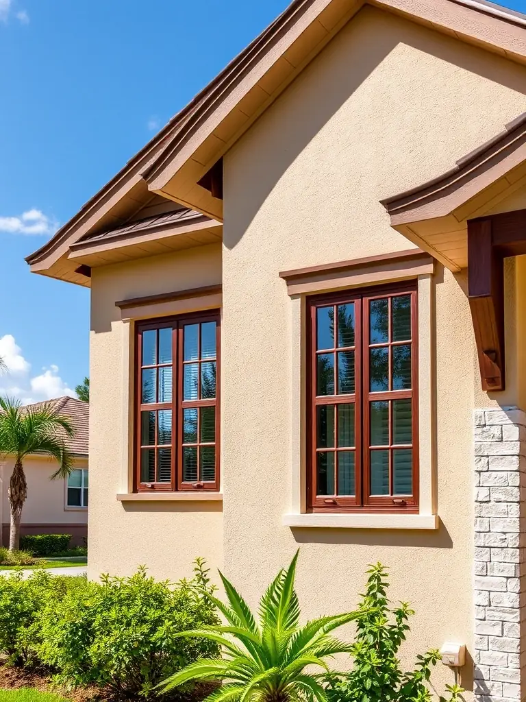 A craftsman-style home with custom-designed impact windows, showcasing the ability to match architectural styles while providing superior protection.