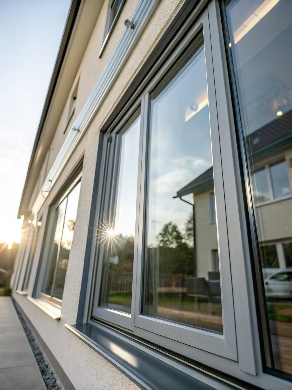 An energy-efficient impact window with a clear view of the outside, highlighting its ability to reduce energy costs while maintaining excellent visibility.